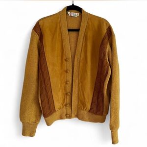 American Vintage Mustard and Brown Cardigan Sweater